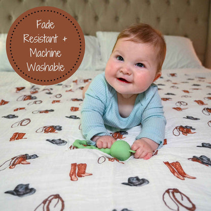 LollyBanks - Life Is Better In Boots Western Baby Muslin Swaddle Blanket
