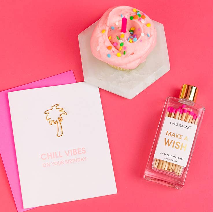 Pide un deseo - Cerillas de seguridad para botellas de vidrio de cumpleaños - Rosa brillante