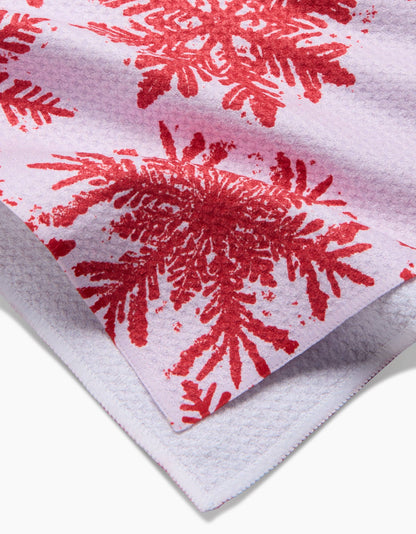 Geometry - Snowy Days Red Tea Towel