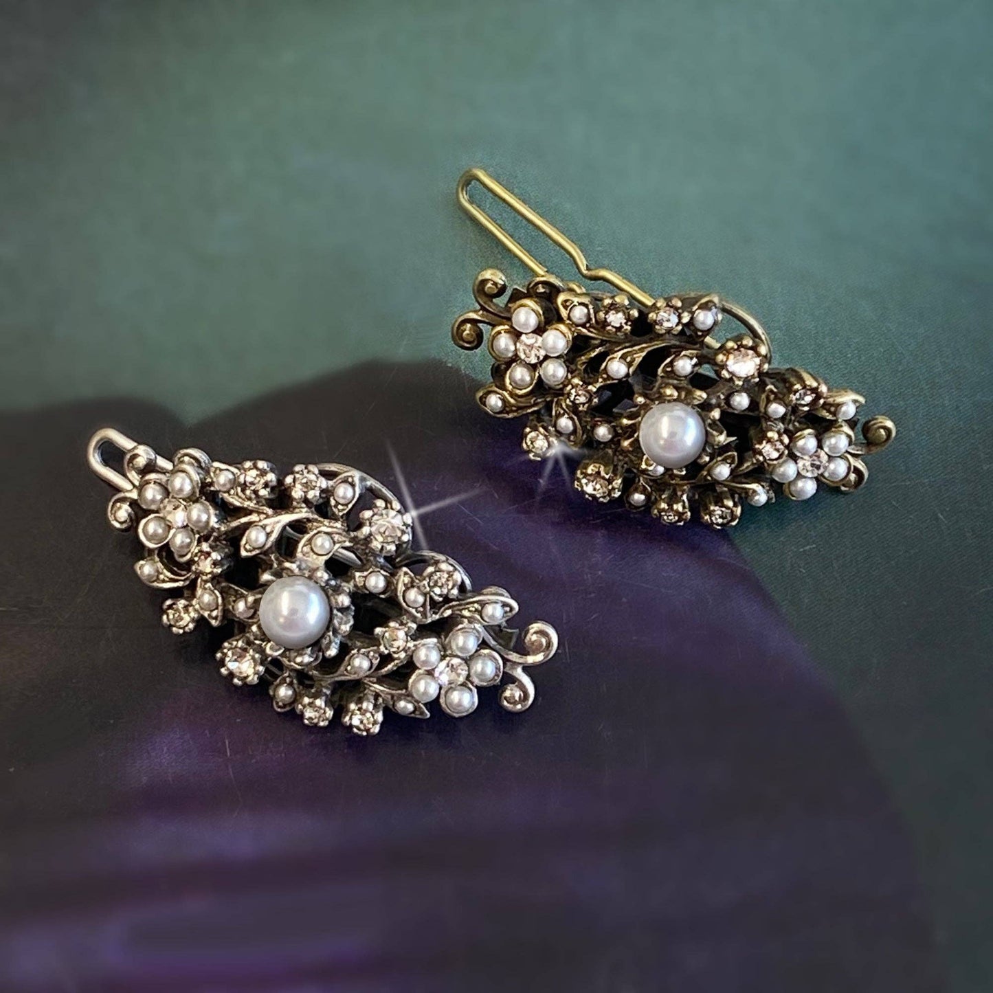 Crystal and Pearl Accent Barrette