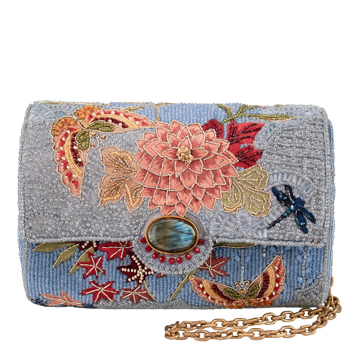 Mary Frances Accessories - Lotus Mist Beaded Floral CrossBody Bag