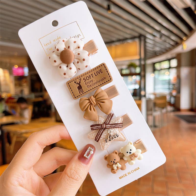 Girls cute hair clip set Kids floral Hair Clip Set of 5