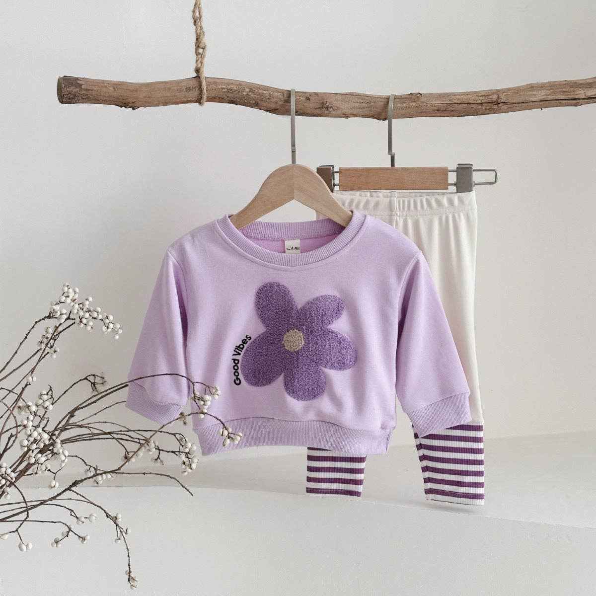 Baby Flowers Embroidery Set: Purple / 9-12M