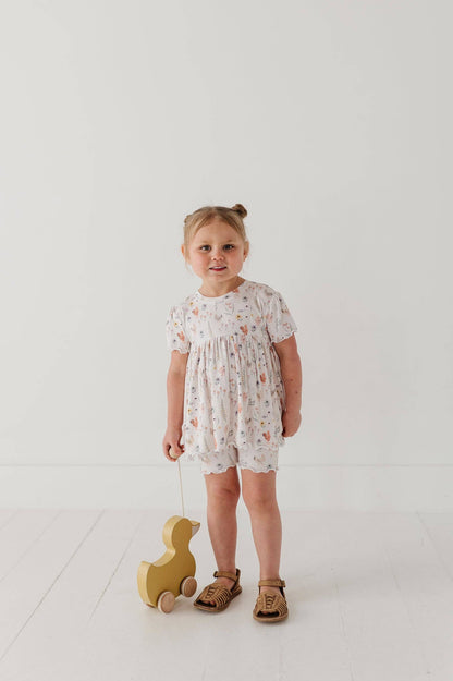 Girl's Babydoll Set: Floral Chickens / 0-3M