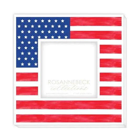 Stars and Stripes Red White and Blue Frame 4x6 - White