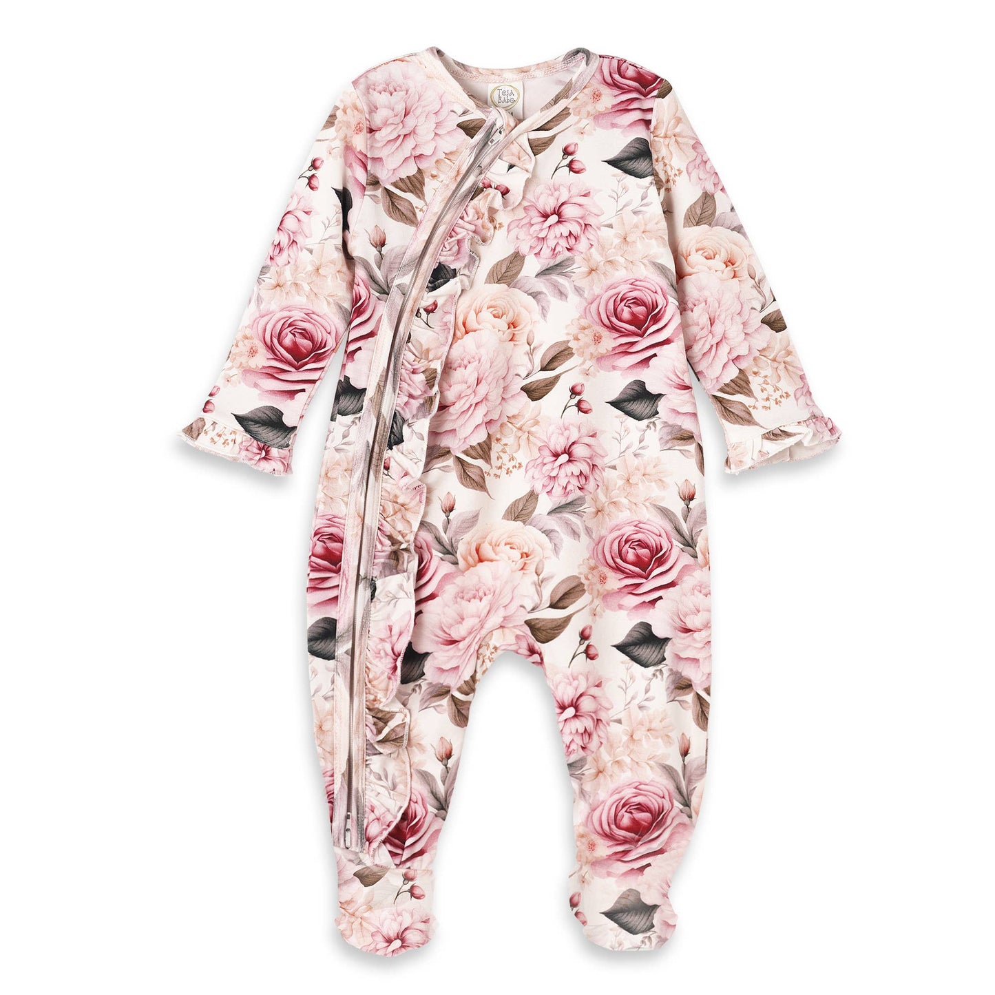 Baby Girls' Bamboo Floral Zipper Romper