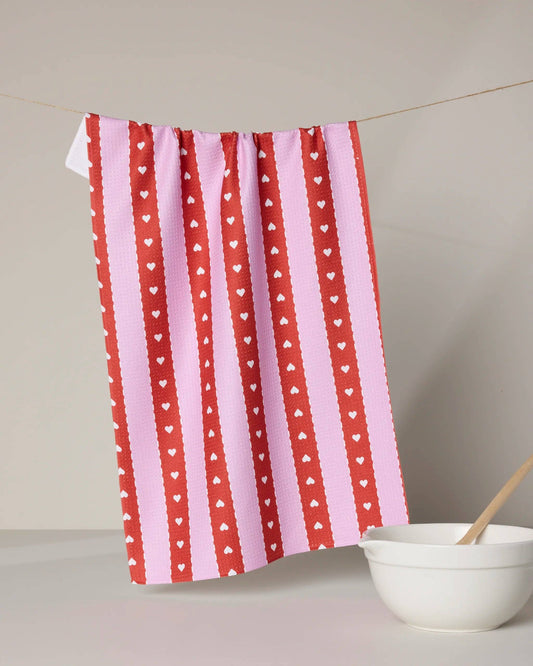 Geometry - Ribbon Hearts Tea Towel