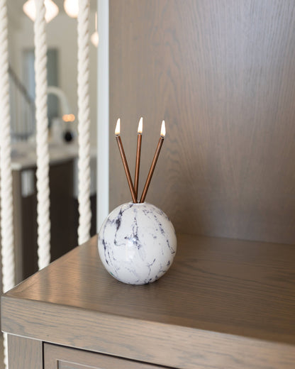 Neva White Marble Vase for Everlasting Candles