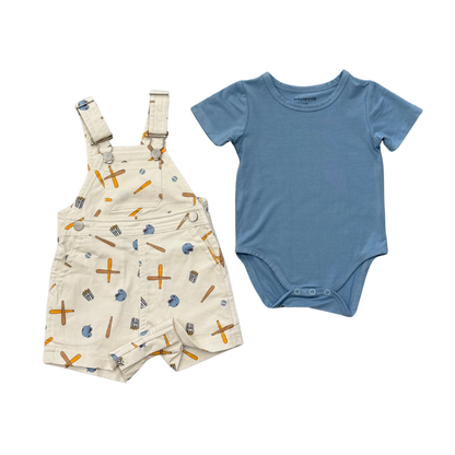 Cotton Overalls Set: Baseball / 12-18M