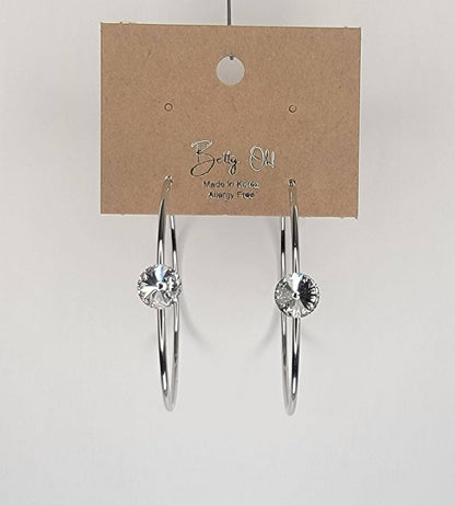 Single Stone Hoop Earring