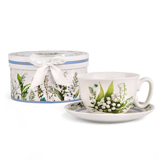 Lily Porcelain Tea/Coffee Cup and Saucer in Gift Box