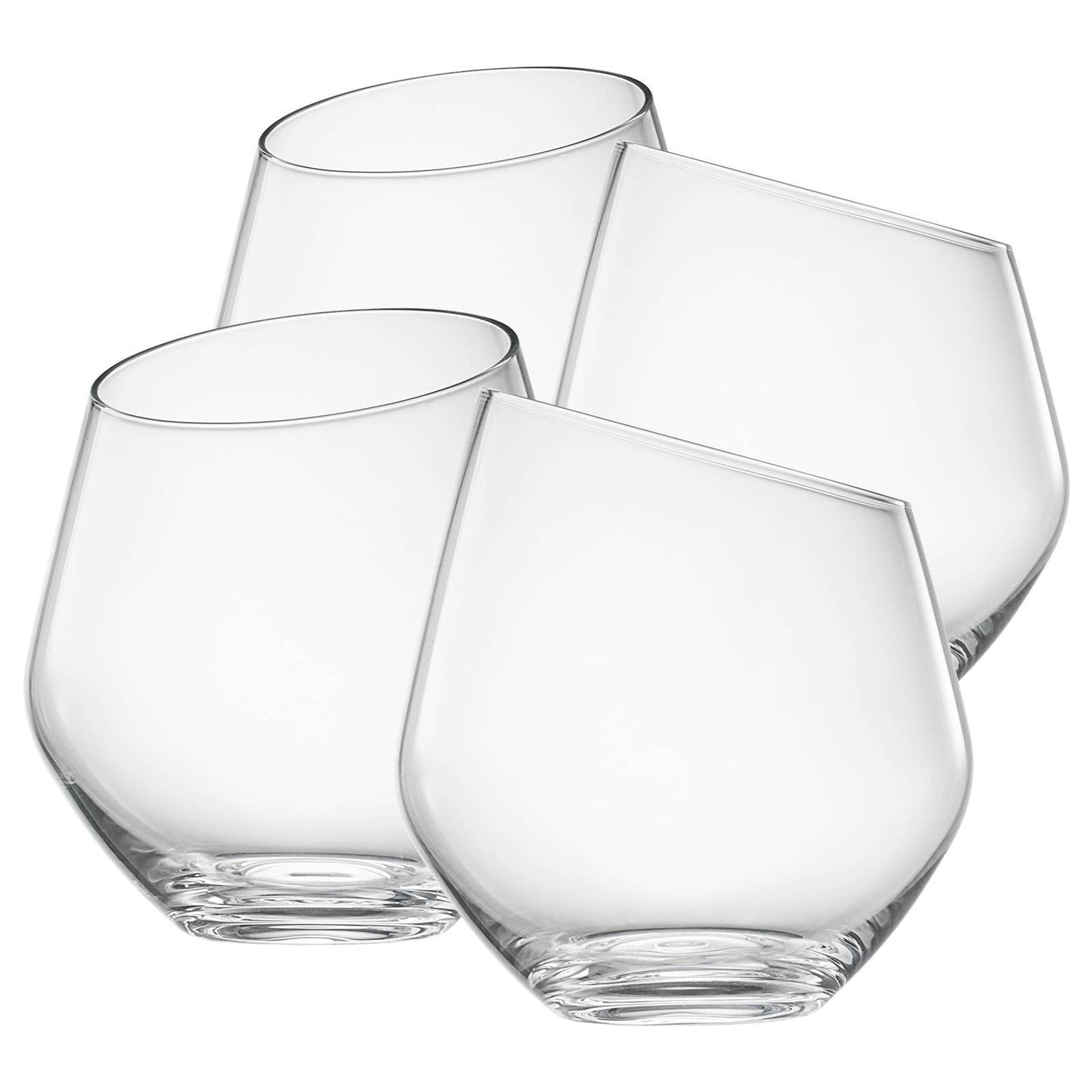 Slanted Clear Stemless Wine Glass | Set of 4
