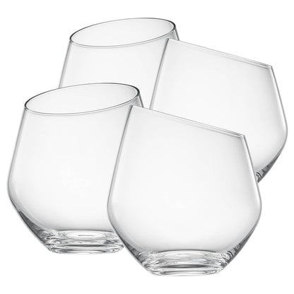 Slanted Clear Stemless Wine Glass | Set of 4