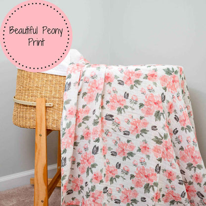 LollyBanks - Pretty in Peony Baby Muslin Swaddle Blanket