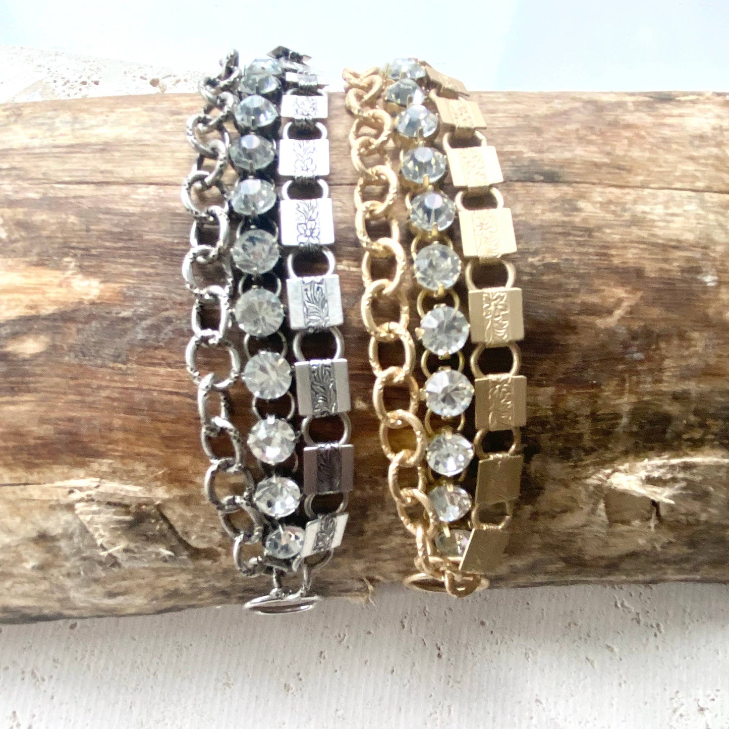 Crystal Bracelet Multi Chain Statement Jewelry Vintage Style