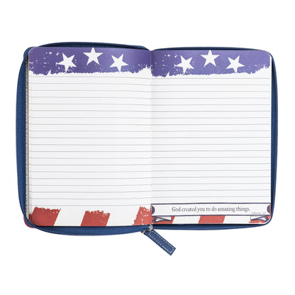 Zippered Journal: US Flag Stand Firm 1 Corinthians 15:58