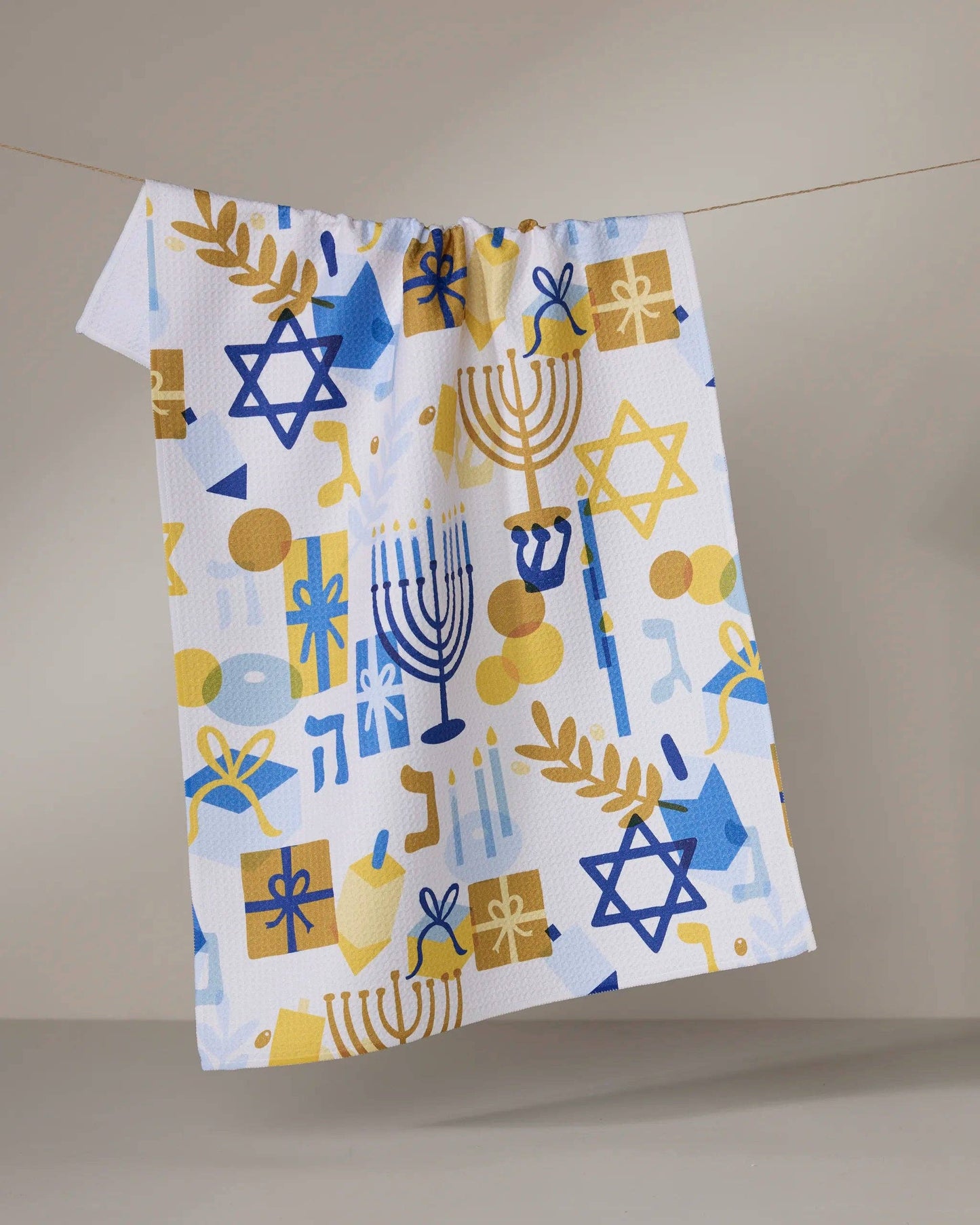 Geometry - Hanukkah is Here Tea Towel