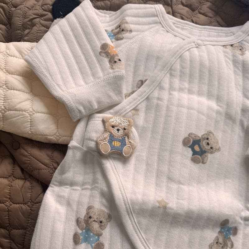 Baby Bear Kimono Romper: Beige / 3-6M