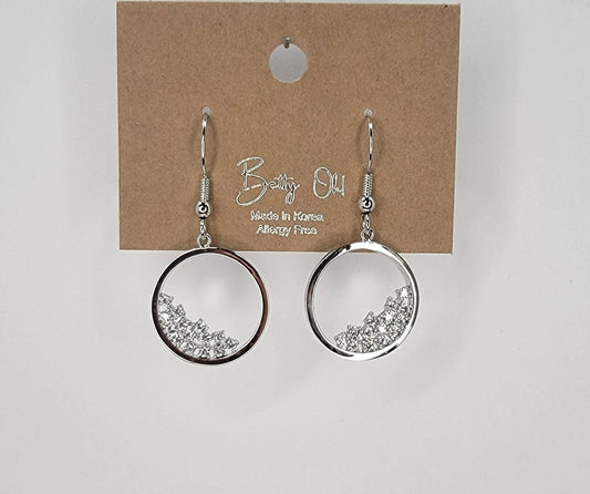 Circle Fill With Stones Hook Earring