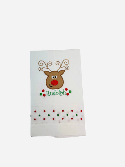 Decorative Linen Tea Towels - Reindeer Party