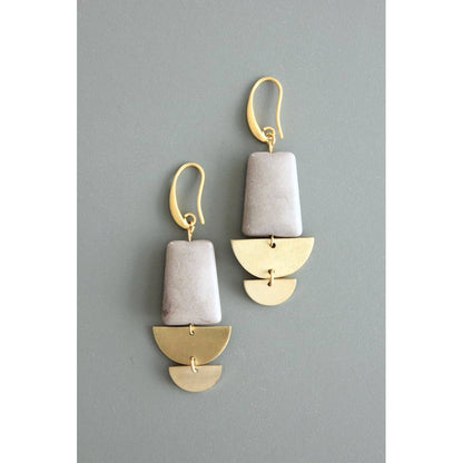 Magnesite and brass earrings