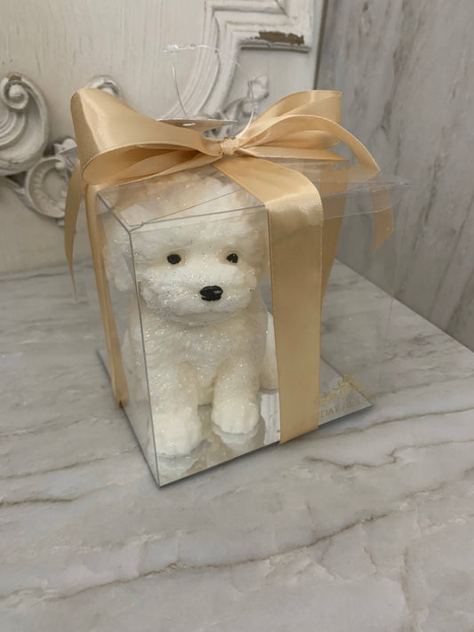 Little White Puppy Candle