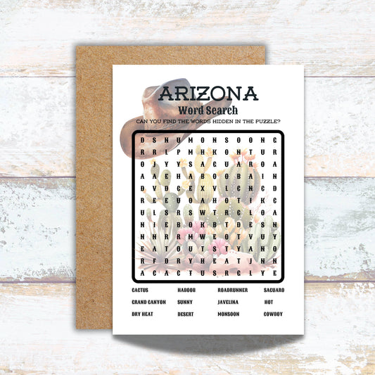 Arizona Words Search Fun Interactive Greeting Card