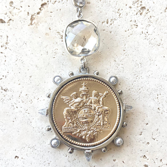 French Coin Medallion Necklace