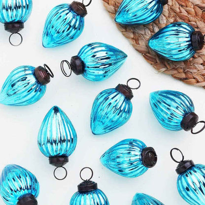 60 Turquoise Glass Pinecone Christmas Ornaments for New Year