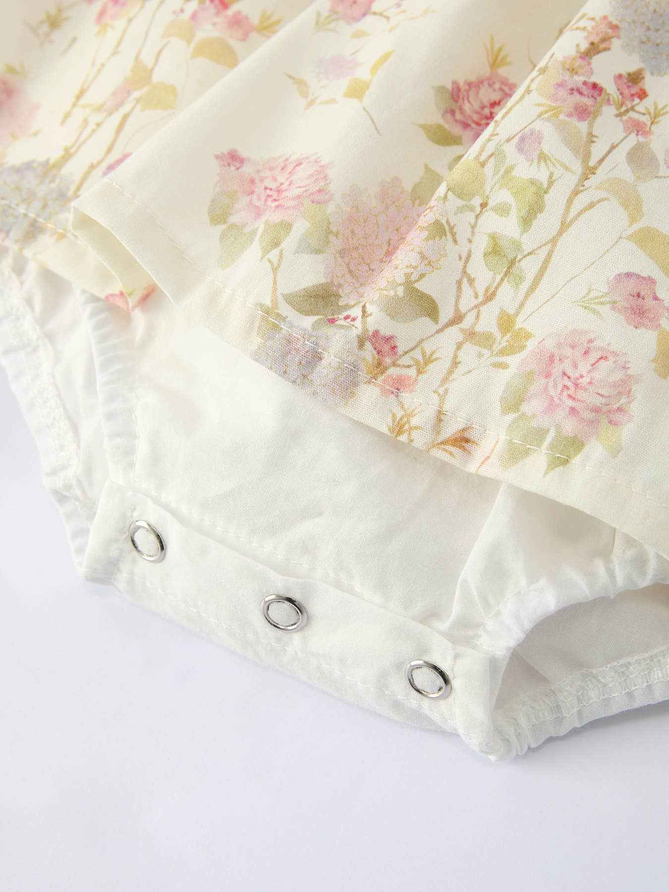Floral Baby Girl Romper With Bow Ruffle And Hat: 6M