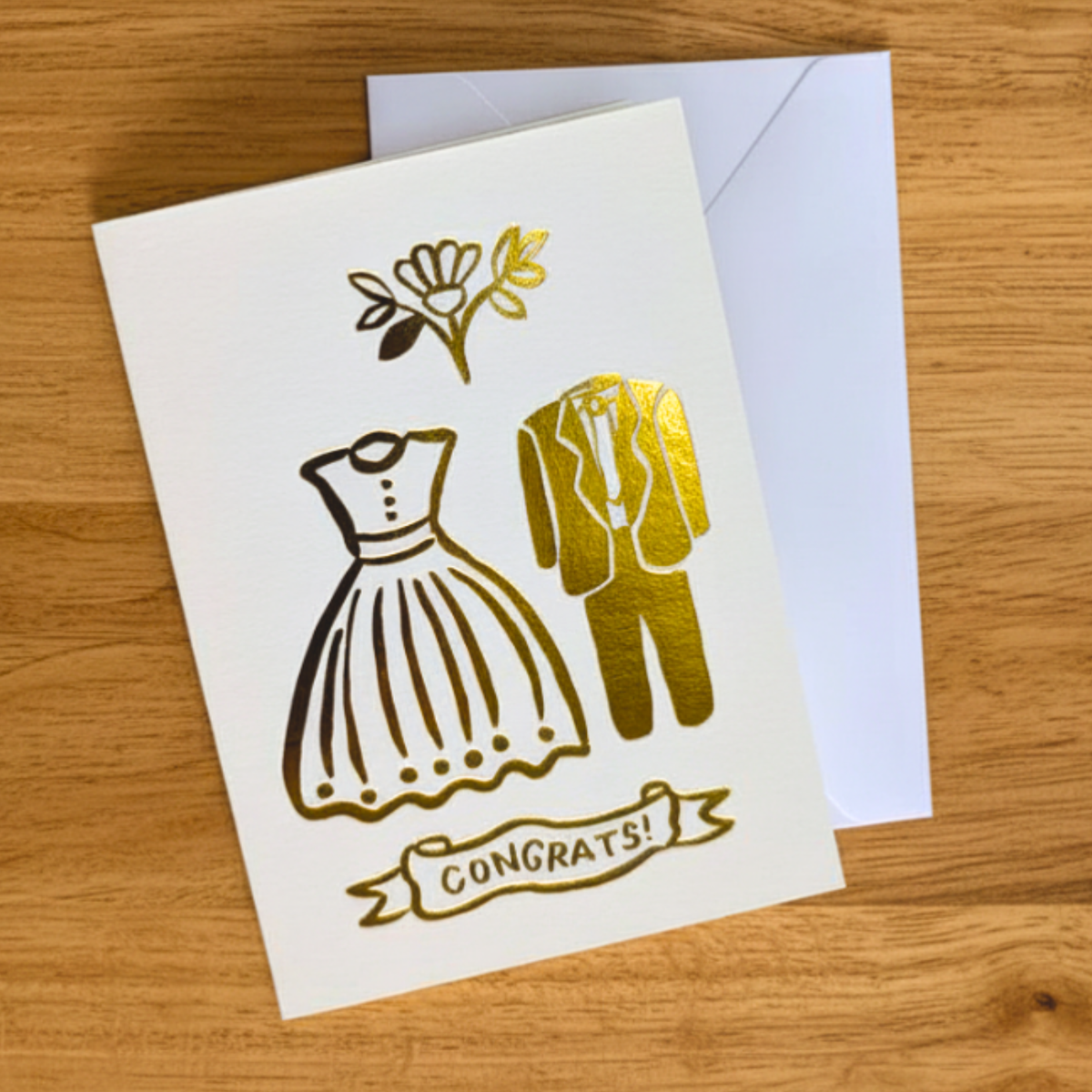 Wedding Enclosure Card | Gold Foil "Congrats"