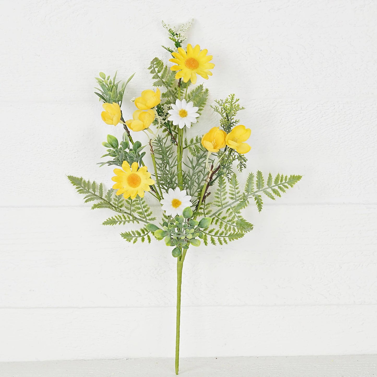 18in Bush-Yellow and White Daisy with Ferns