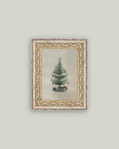 Vintage Tree with Bows Framed Antique Art