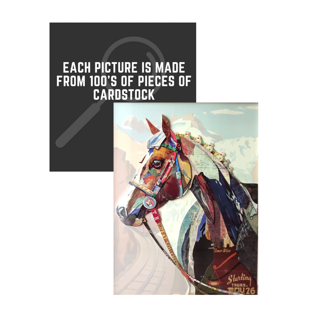 3D Collage Art | Horse w/Bridle (36"x28")