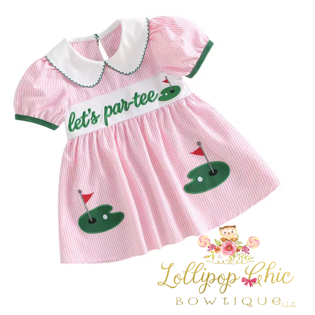 Baby and Toddler Girl Embordered Golf Plaid Dress: 3-4T
