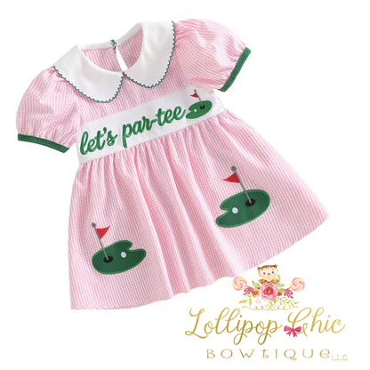 Baby and Toddler Girl Embordered Golf Plaid Dress: 3-4T