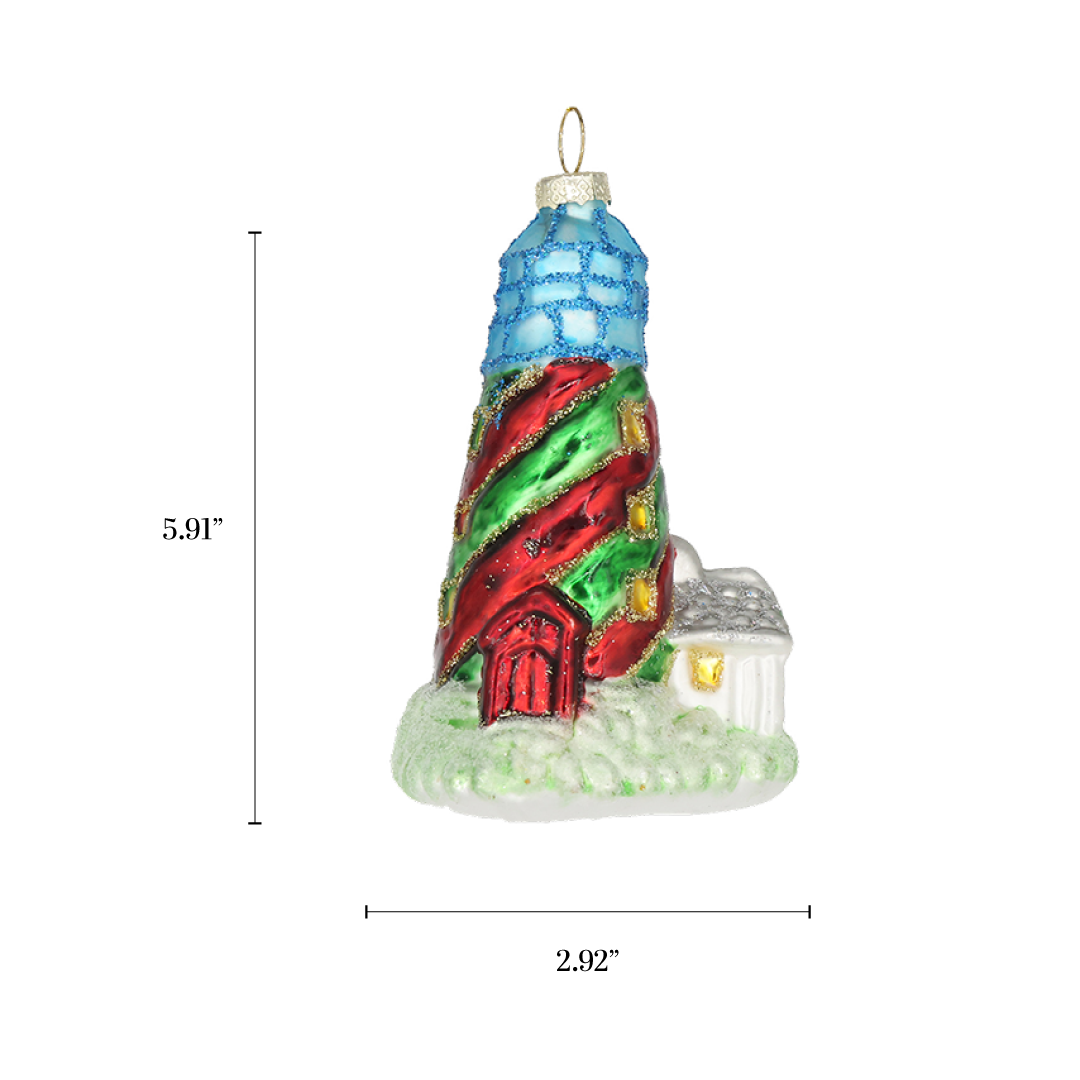 SALE Blue Lighthouse Christmas Ornaments Retro Handmade