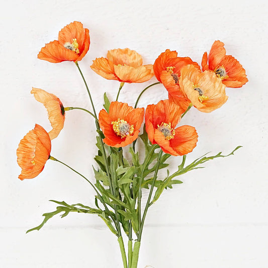16inL Wrinkle Poppy Bush-Orange-