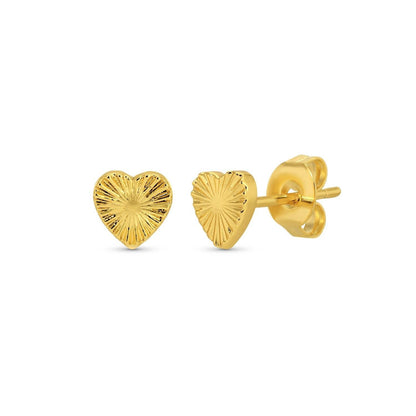 Iris espléndido - Pendientes con forma de corazón en una etiqueta de regalo de terciopelo