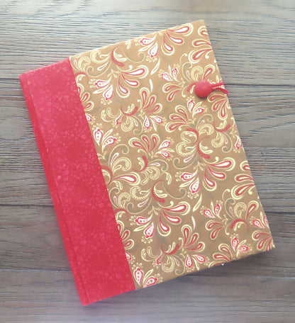 Fabric Covered Hardcover Notebook Composition Book Cover - Red & Brown Paisley
