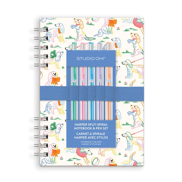 Posh Pups Harper Split-Spiral Notebook & Pen