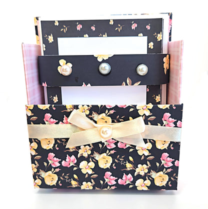 42-Pc Stationery Gift Box Set w/Desk Organizer, Yellow Roses