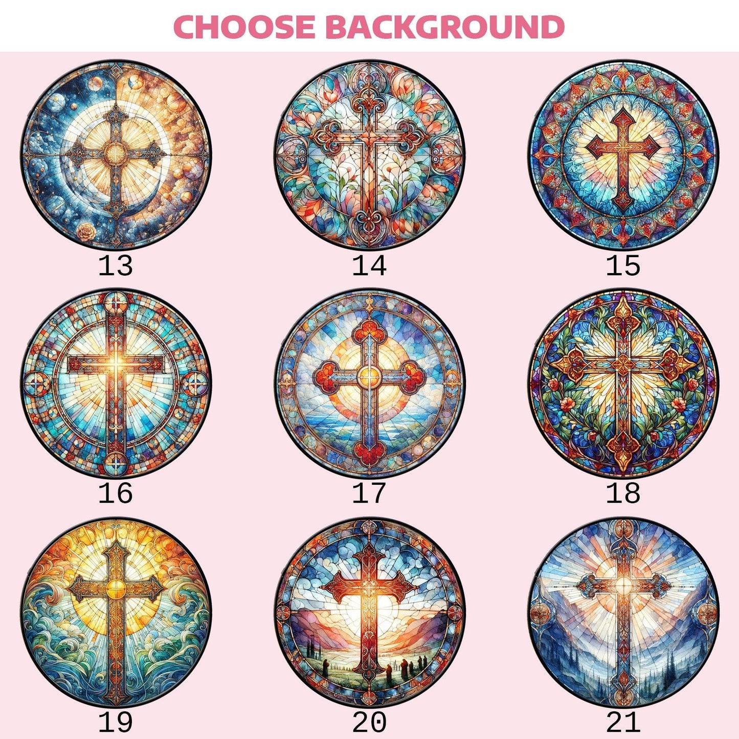 Stained Glass Cross And Wildflowers Suncatcher, Flower Cross