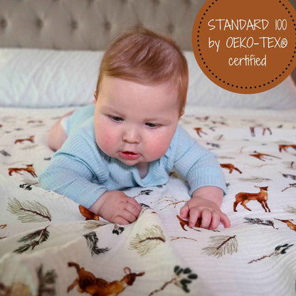 LollyBanks - Oh Deer Baby Muslin Swaddle Blanket