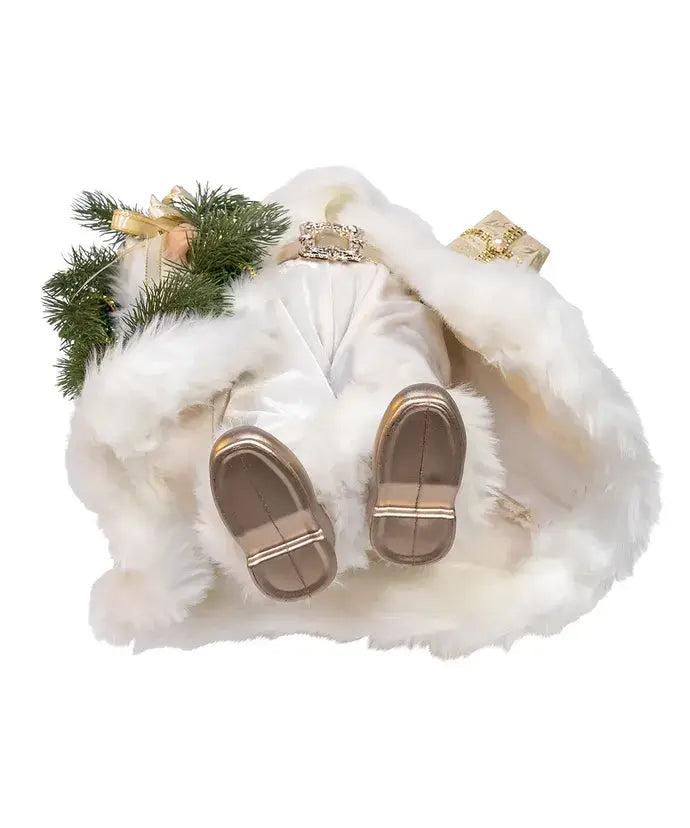 18" K.Klaus Cream Santa W/Gift+Wreath