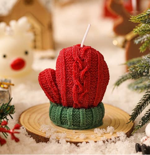 Velas Meta - Decoración navideña Guantes navideños Vela de soja hecha a mano con aroma a