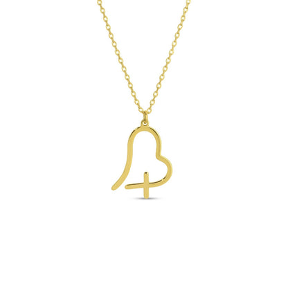 Collar con colgante de corazón y cruz de forma libre
