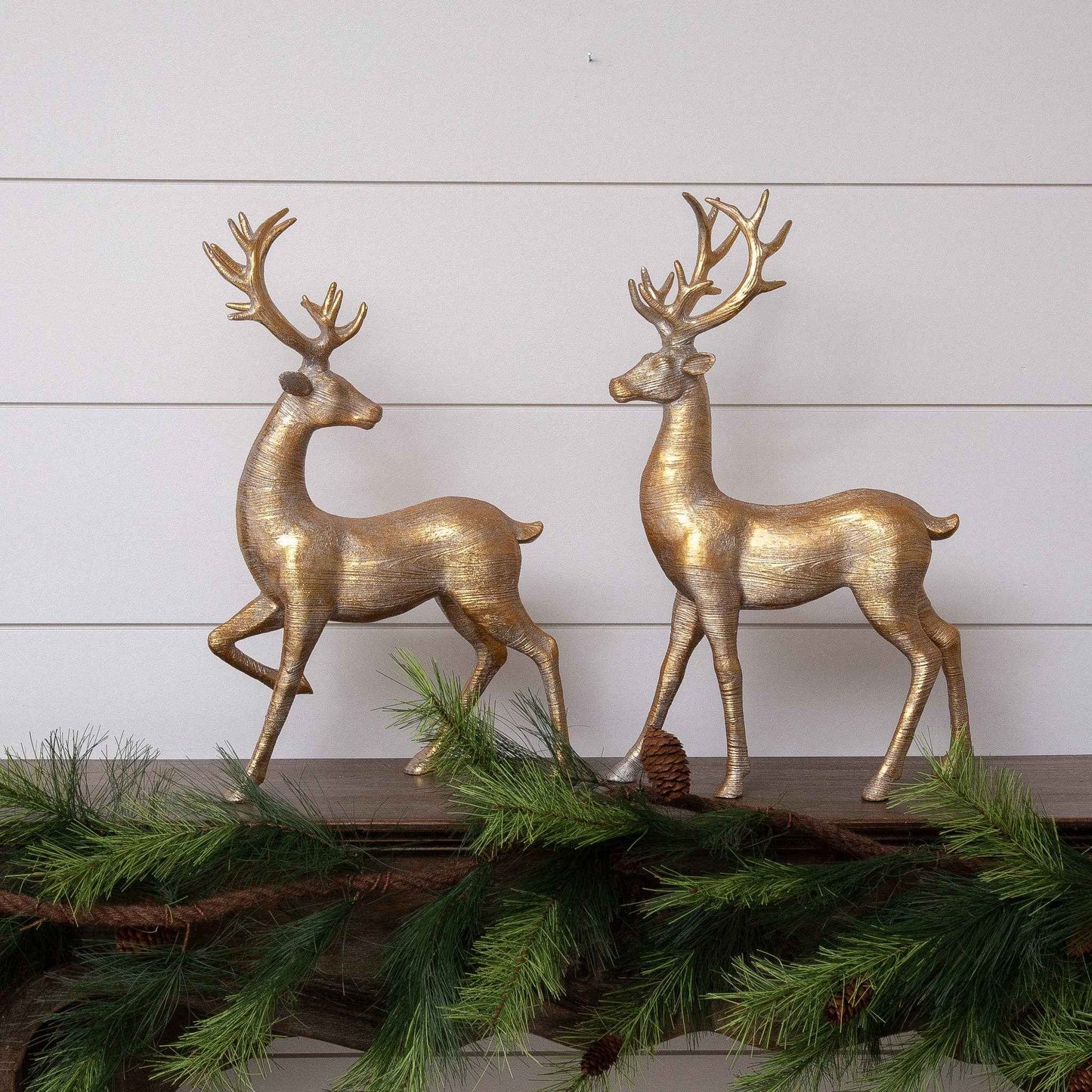 Gold Shimmer Deer Pair (Set Of 02)