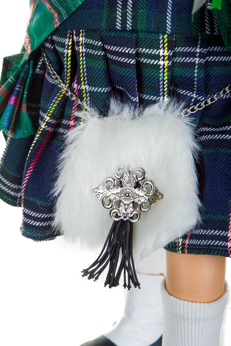 Green/White Scottish Santa Figurine With Forest Kilt