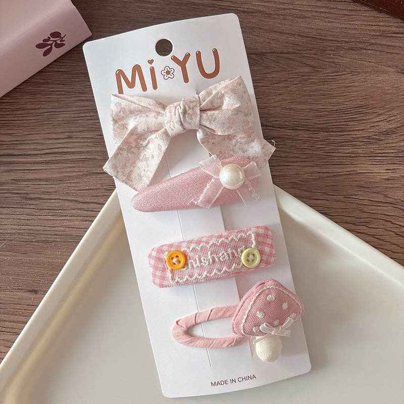 Chic Pink Fabric Bow Hair Clips for Girls: 1-Floral Bow Set